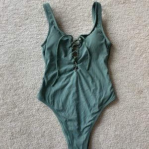 Deep V- Neck One Piece Bikini